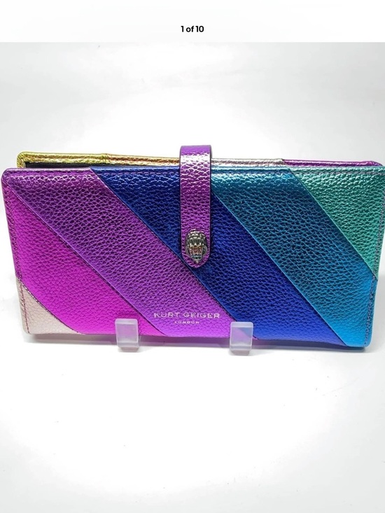 Kurt Geiger Handbags - Kurt Geiger Metallic Rainbow 🌈 Diagonal Stripe Continental Wallet